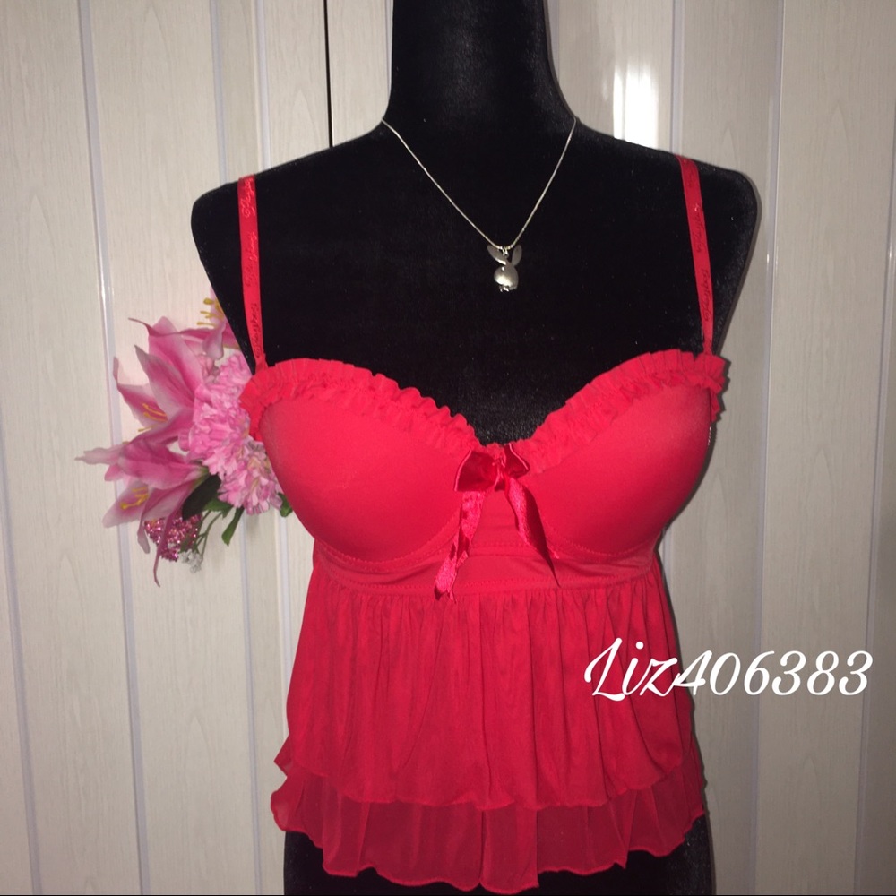 Y2K Playboy Lingerie top with rhinestones β¦ - Picture 2 of 9